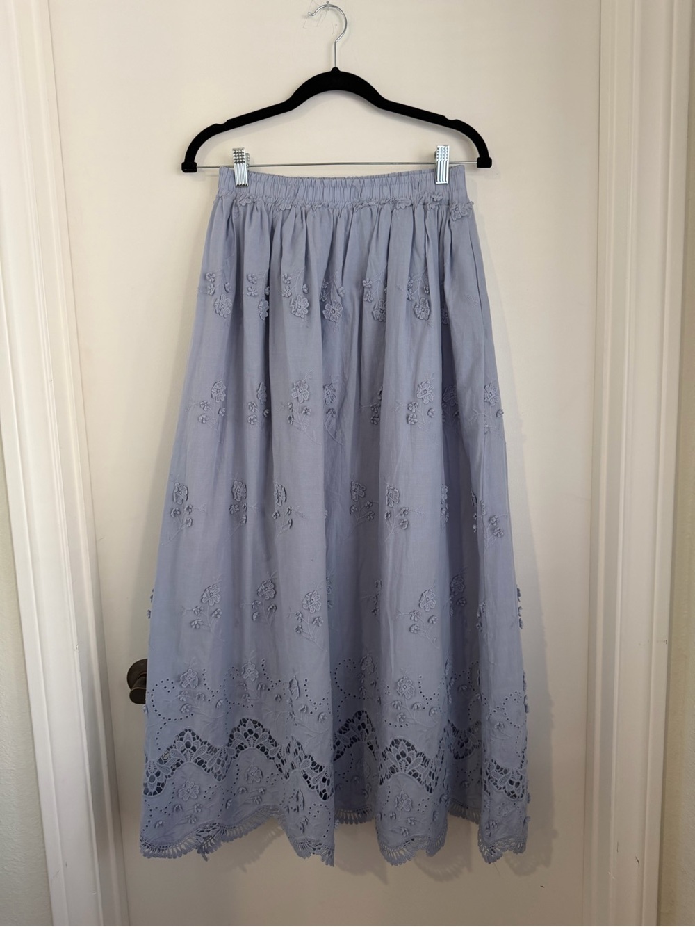 Reserved Light Blue Eyelet Midi Skirt - Women's NWOT